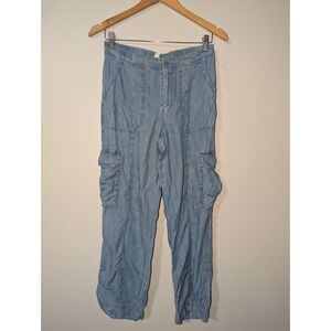 For The Republic Lightweight Blue Chambray Cargo Pants Size 6